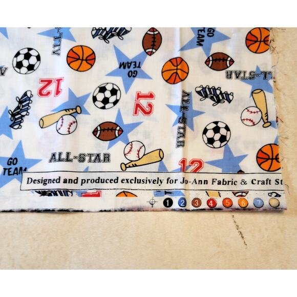Cotton Fabric All Star Sports Balls Megaphone Joann Fabrics Football  34 x 43” - Picture 3 of 8